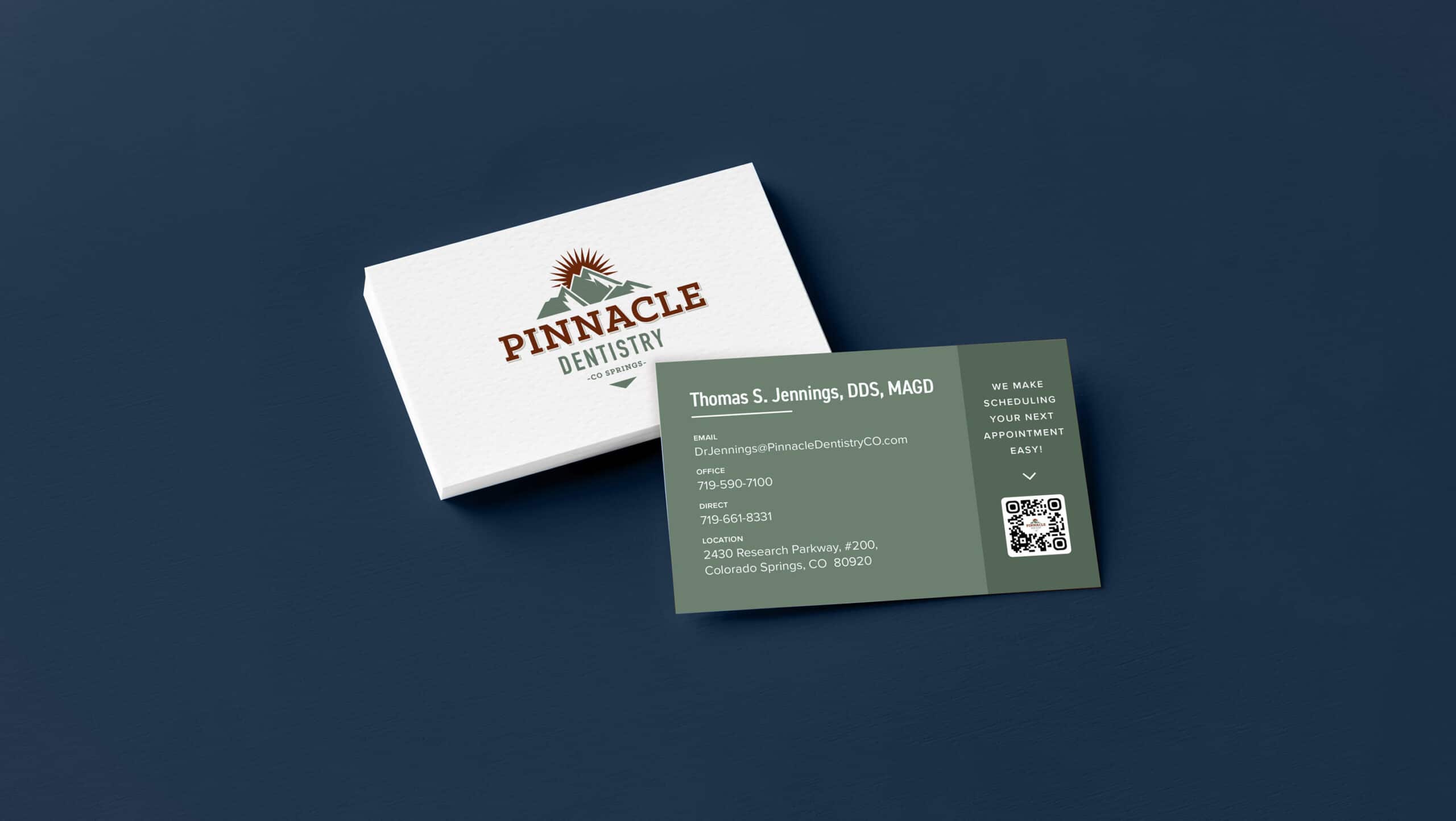Pinnacle Dentistry business card mockup